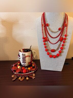Mystery Jewelry Jar/Jewelry Bundle - Bold Red Vintage-Modern